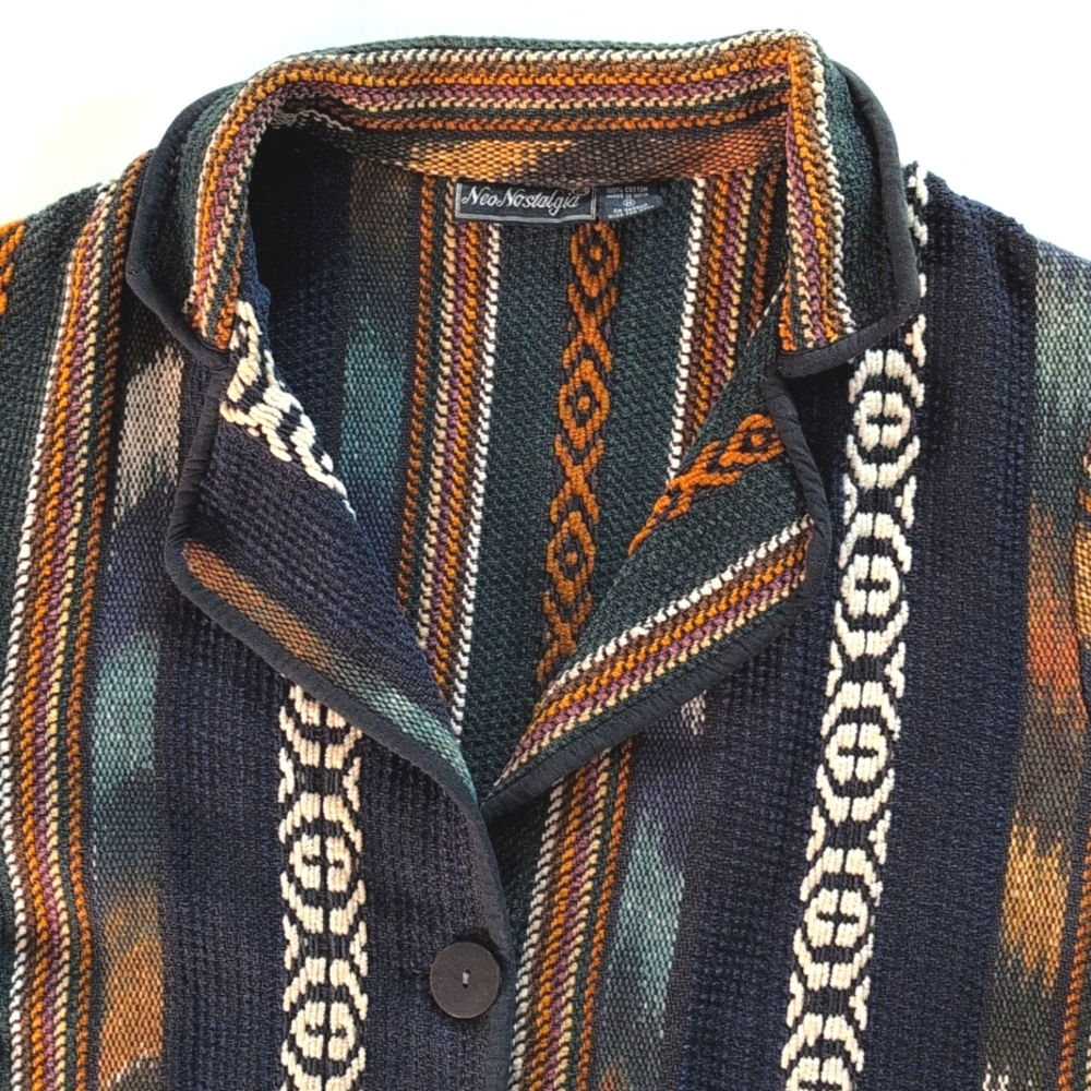Vintage Nos Nostalgia cotton Southwestern woven earthy boho jacket. Medium - Picture 7 of 16